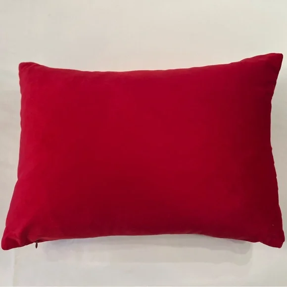 Red Velvet Pleated 18" L x 8" H Accent Pillow NWOT - Picture 2 of 2